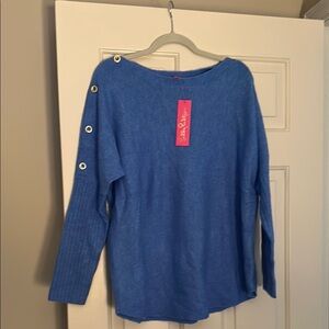 Lily Pulitzer new with tags blue sweater with Button Detail